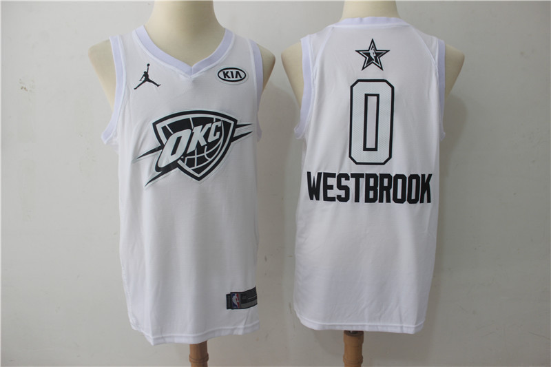 Men Oklahoma City Thunder #0 Westbrook White 2108 All Stars NBA Jerseys->oklahoma city thunder->NBA Jersey